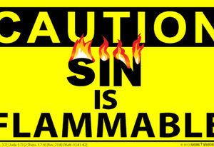 Caution Sin is Flammable Indoor Outdoor Sign 10.28 x 17.44